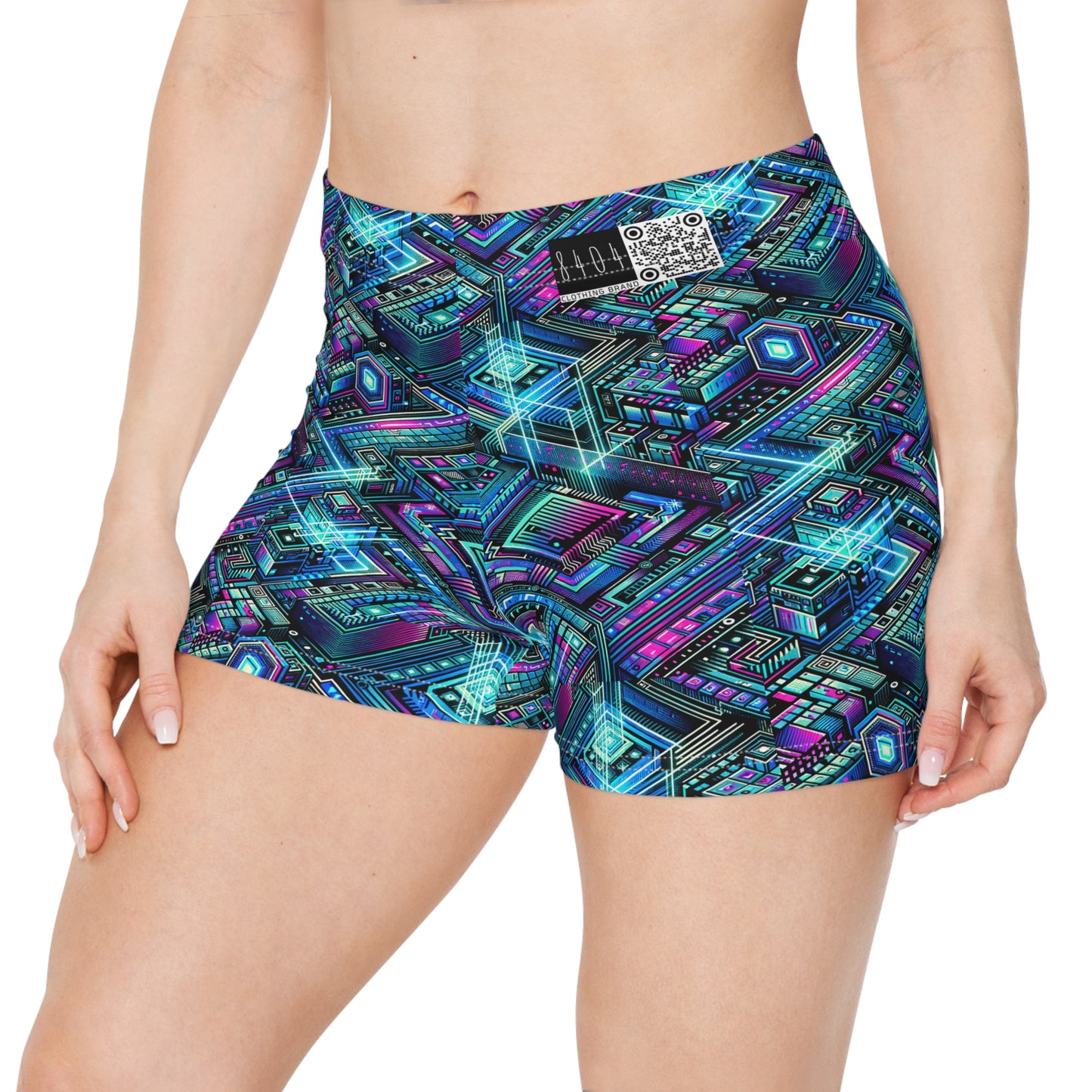 Digital Dreamland Futuristic Tech Aesthetic Women's Shorts - 8404 Design-42