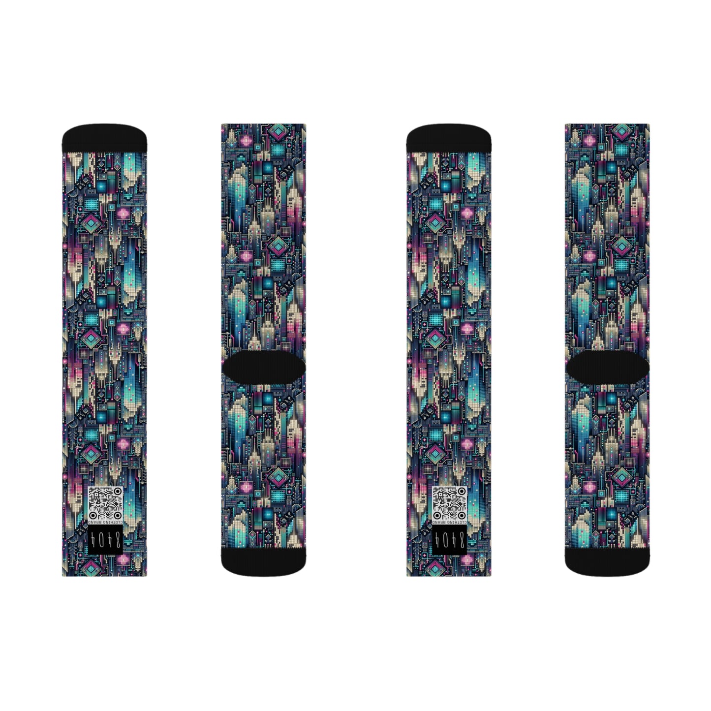 Digital Renaissance Tech-Forward Maximalism Sublimation Socks - 8404 Design-56