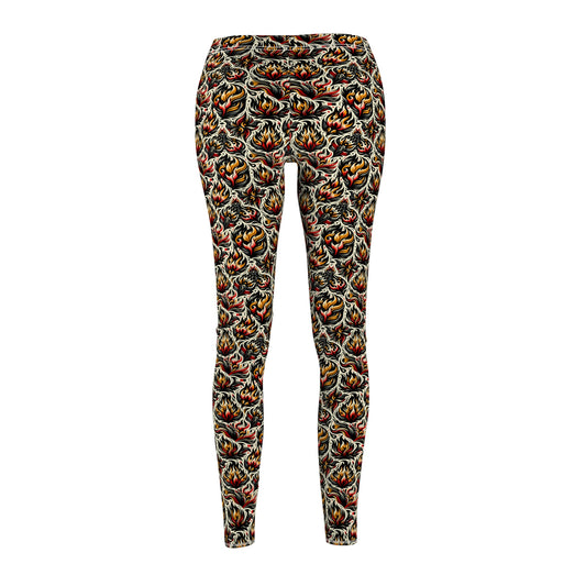 Fire & Flames Bold Streetwear Statement Women's Cut & Sew Casual Leggings - 8404 Design-57