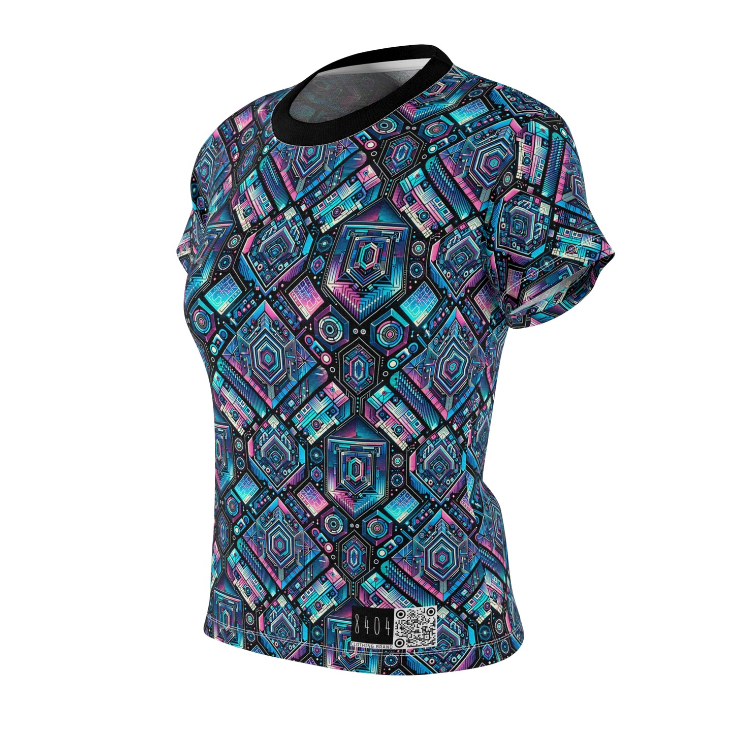 Digital Dreamland Futuristic Tech Aesthetic Women's Cut & Sew Tee - 8404 Design-46