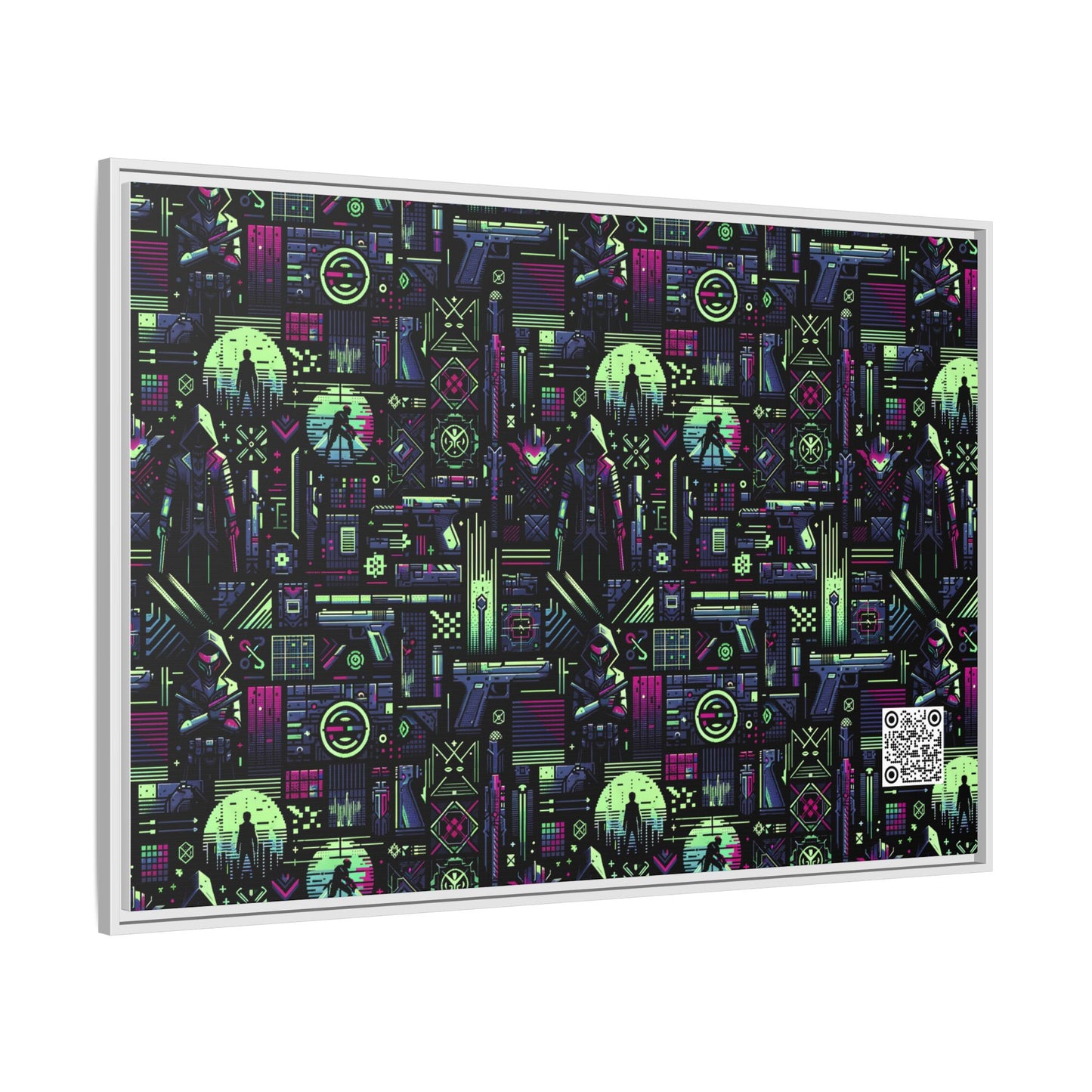 Tech Noir Futuristic Cyberpunk Matte Canvas, Framed (multi-Color) - 8404 Design-63 A