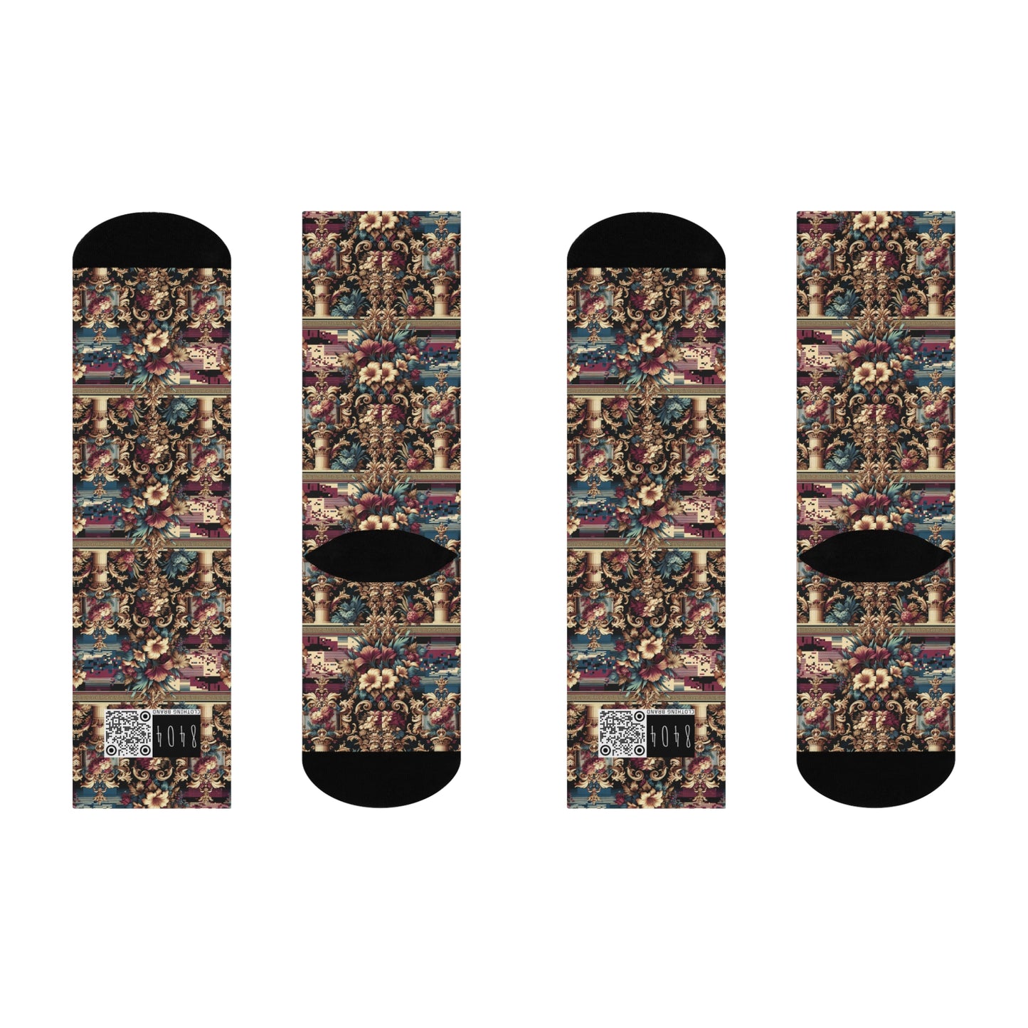 Digital Renaissance Modern Baroque Fusion Cushioned Crew Socks - 8404 Design-58