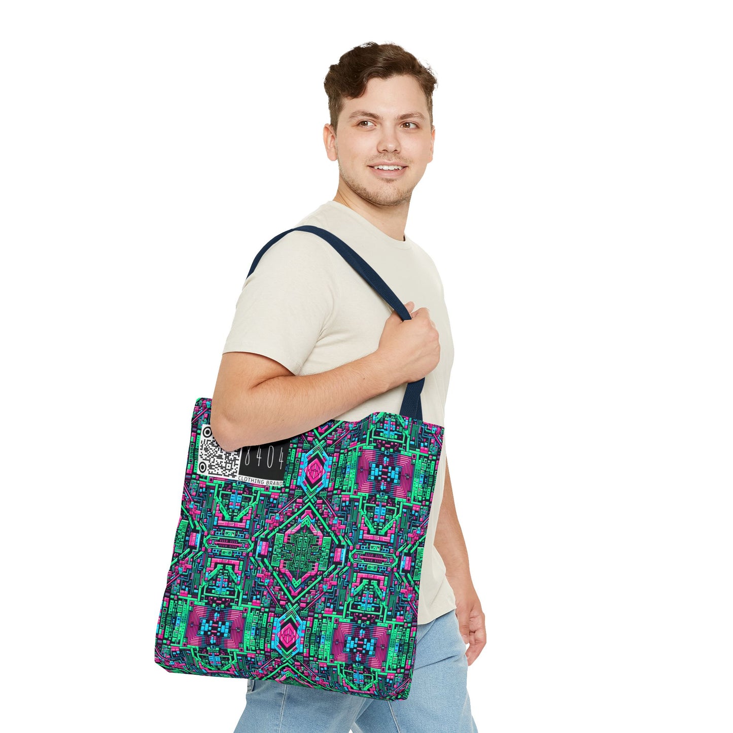 Digital Glitch Vibes Tech-Inspired Streetwear Tote Bag - 8404 Design-71