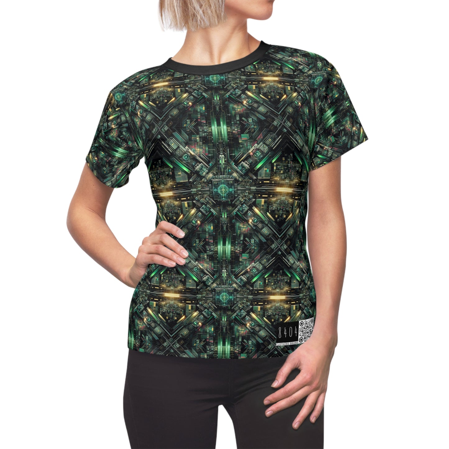 Tech Noir Graphics Tech-Inspired Streetwear Women's Cut & Sew Tee - 8404 Design-56