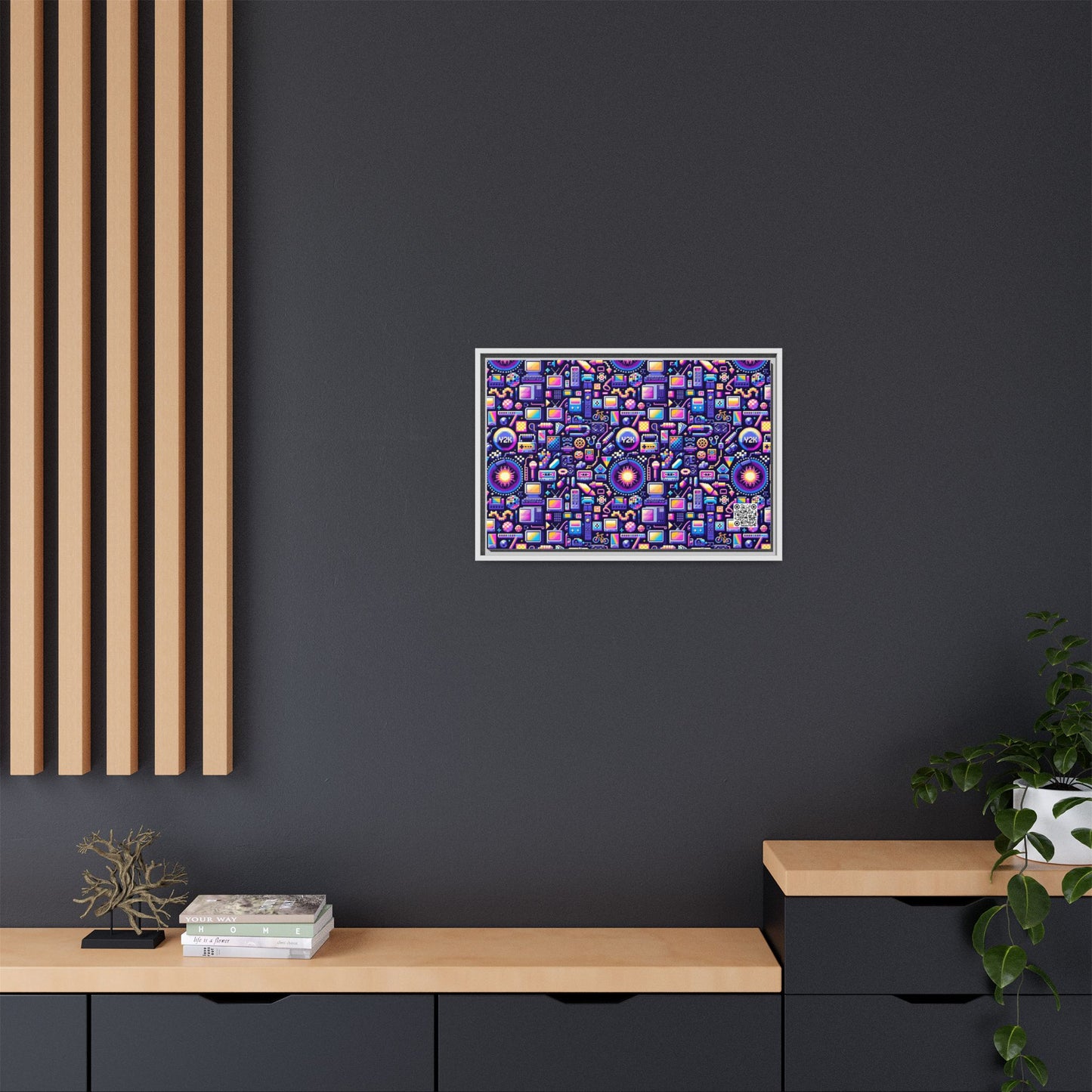 Digital Nostalgia Modern Retro Fusion Matte Canvas, Framed (multi-Color) - 8404 Design-64 B