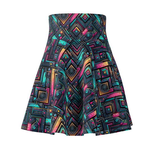Tech-Inspired Graphics Cyberpunk Cool Women's Skater Skirt - 8404 Design-67