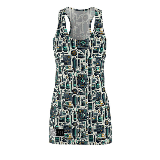 Tech Utility Fusion Modern Tech Streetwear Women's Cut & Sew Racerback Dress - 8404 Design-53