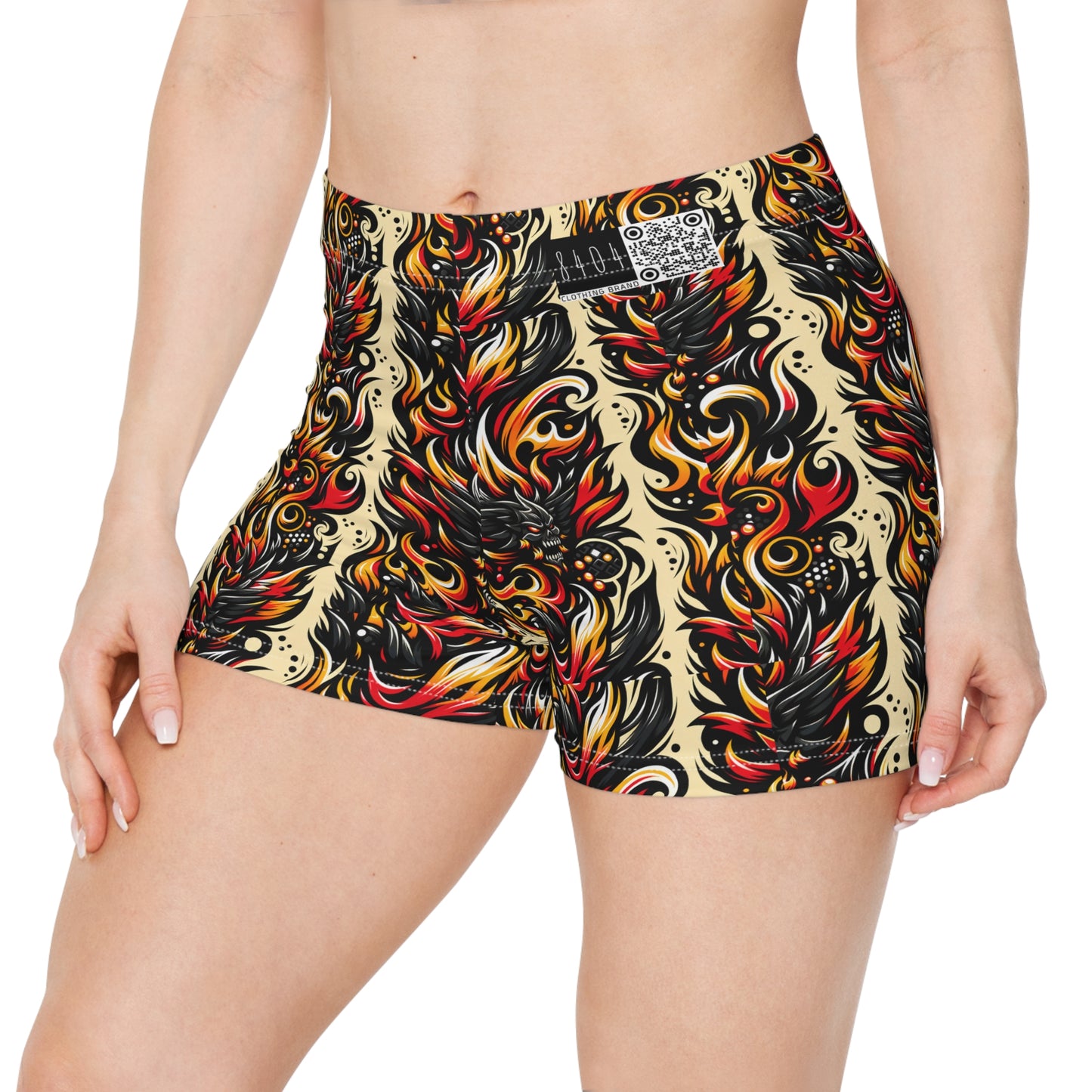 Flame Graphics Maximalist Streetwear Women's Shorts - 8404 Design-65