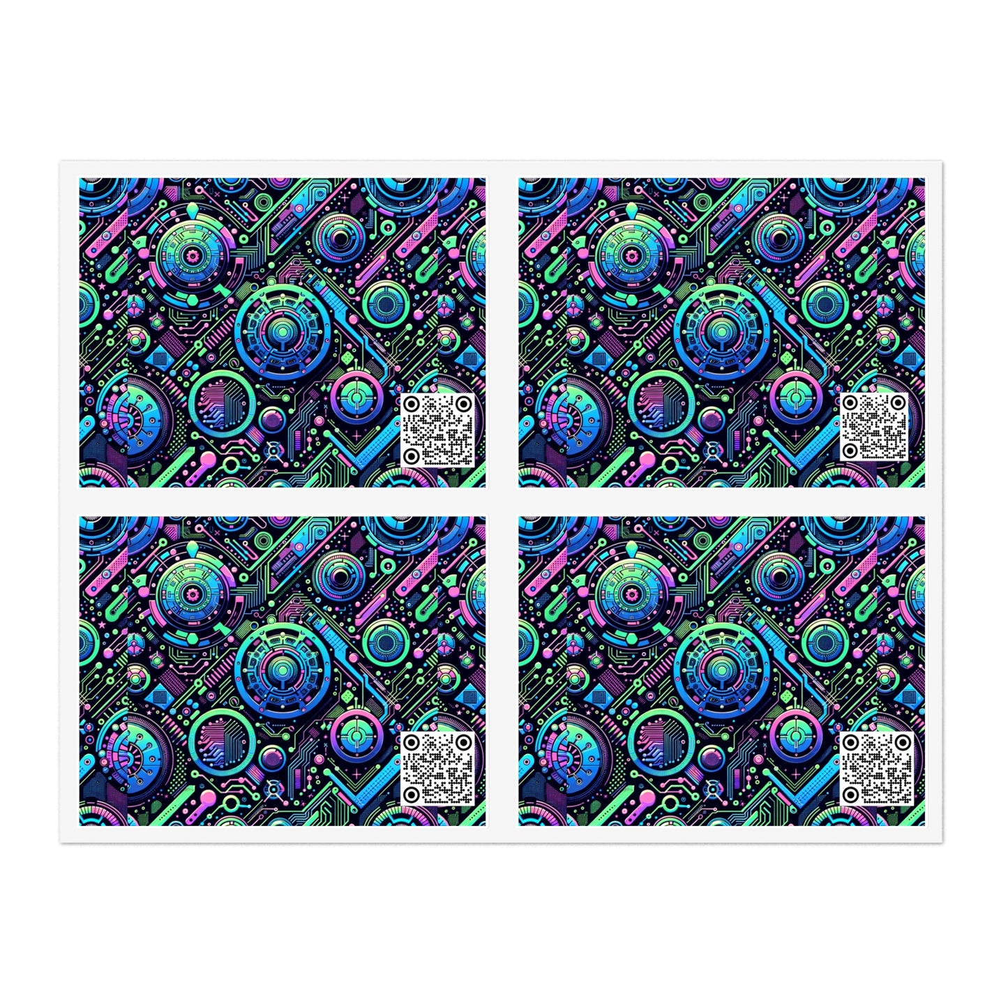 Tech-Infused Neon Tech-Forward Streetwear Sticker Sheets - 8404 Design-31