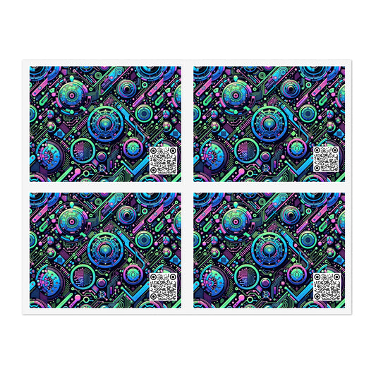 Tech-Infused Neon Tech-Forward Streetwear Sticker Sheets - 8404 Design-31