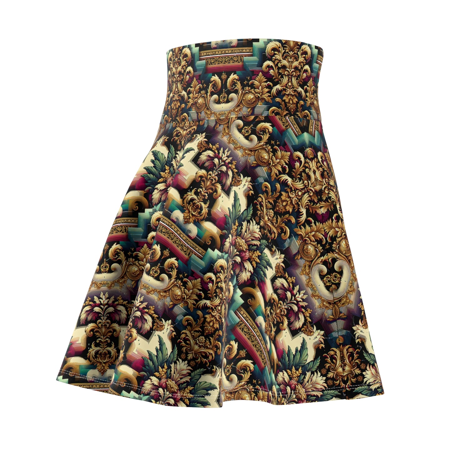 Digital Renaissance Modern Baroque Fusion Women's Skater Skirt - 8404 Design-60