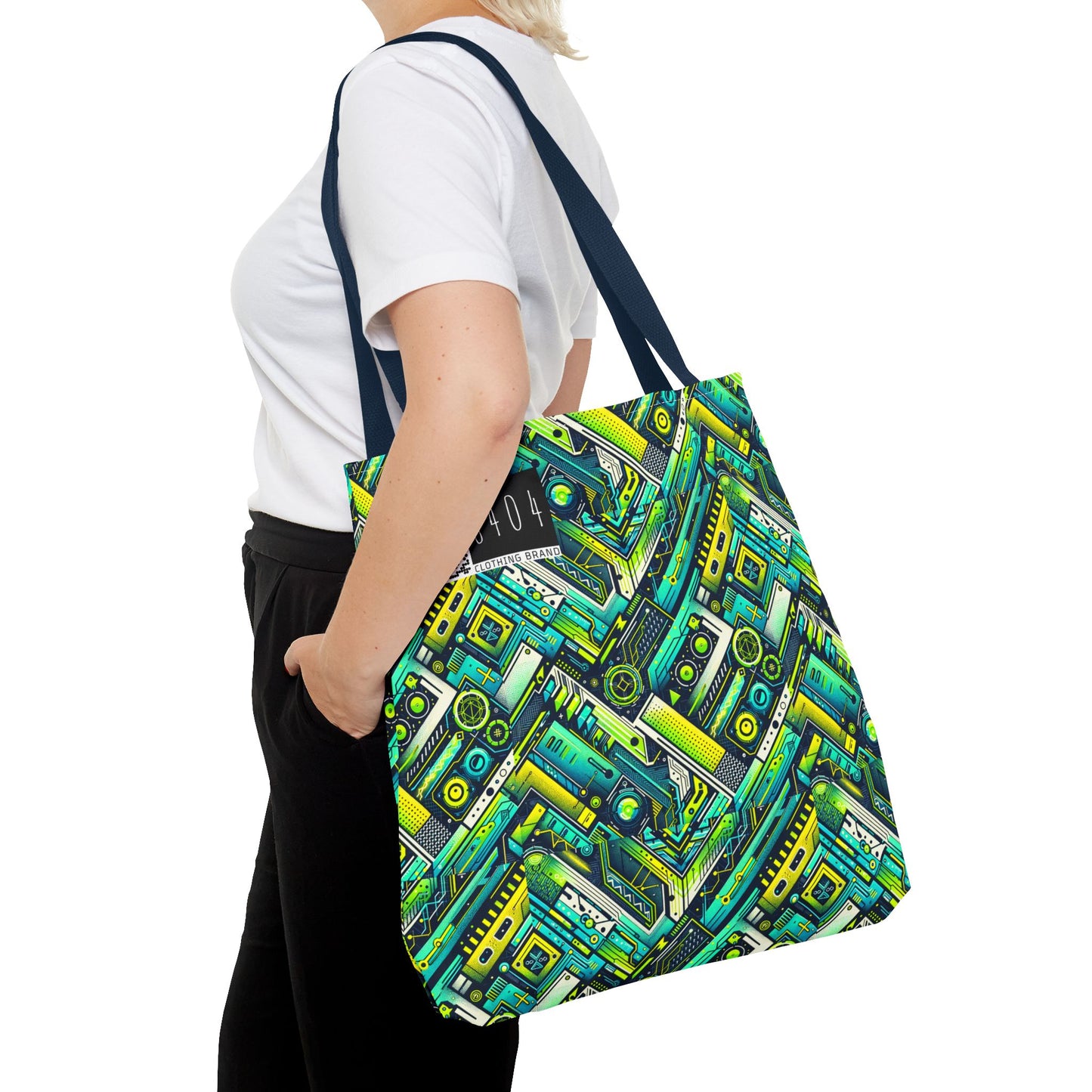 Tech-Infused Neon Tech-Forward Streetwear Tote Bag - 8404 Design-52