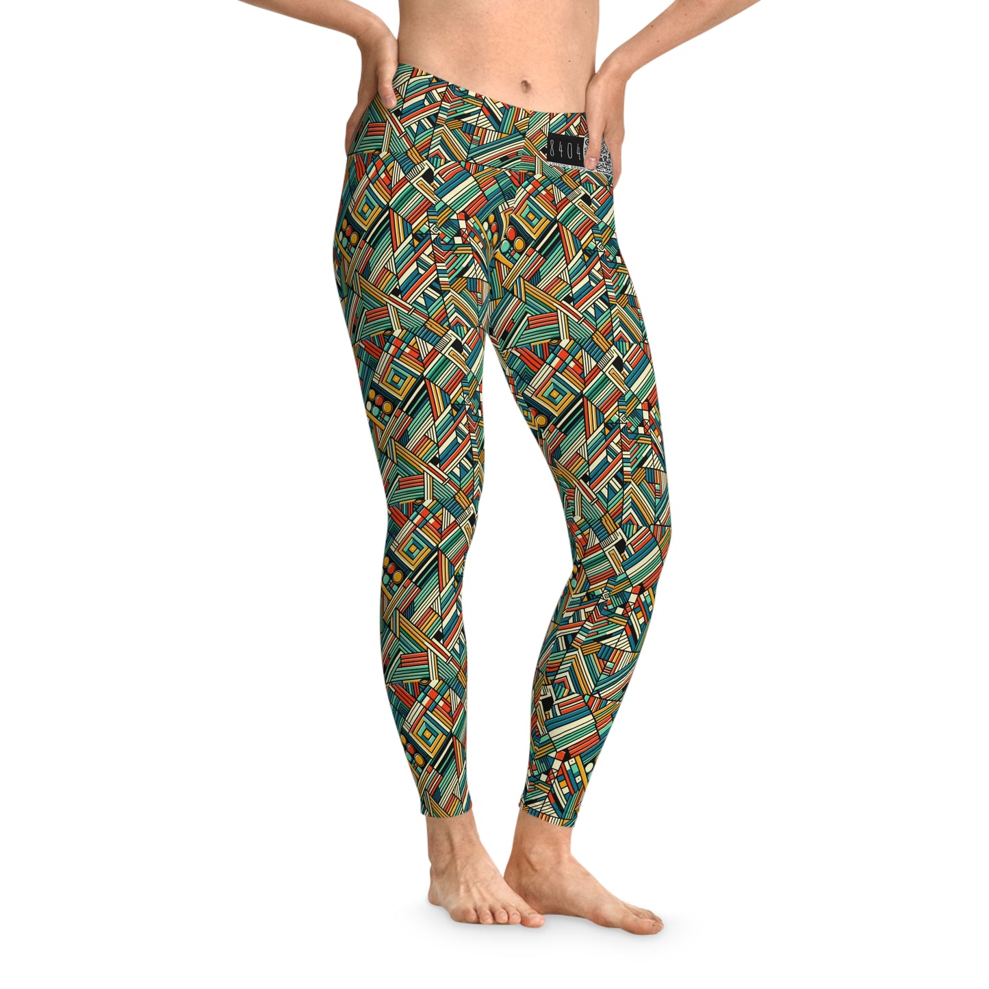 Abstract Graphic Art Modern Artistic Expression Stretch Leggings - 8404 Design-67