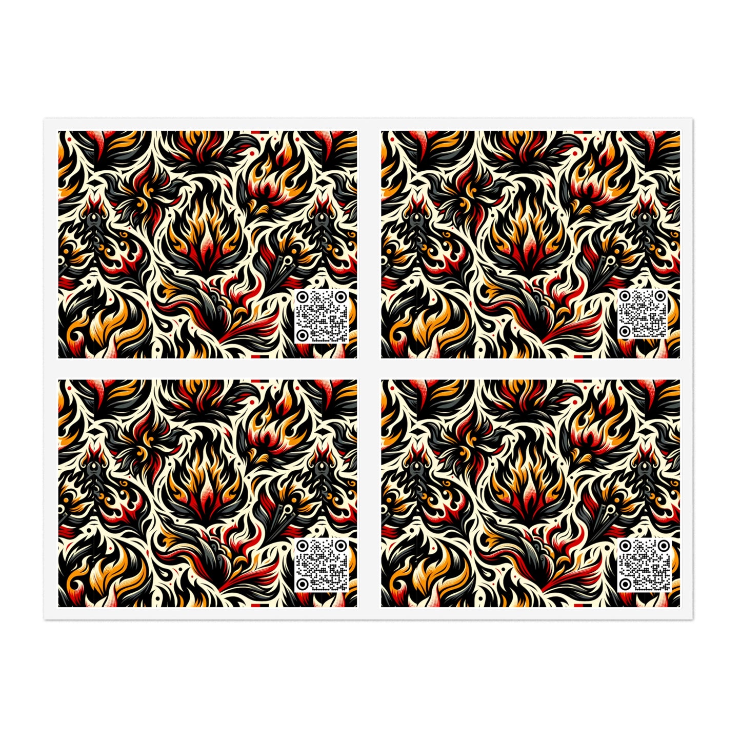 Fire & Flames Bold Streetwear Statement Sticker Sheets - 8404 Design-57