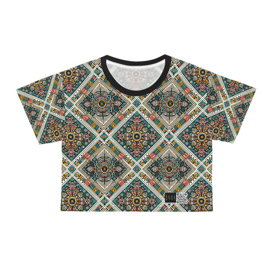 Cultural Fusion Tech Blend of Cultural Heritage With Tech-Inspired Elements Crop Tee - 8404 Design-64