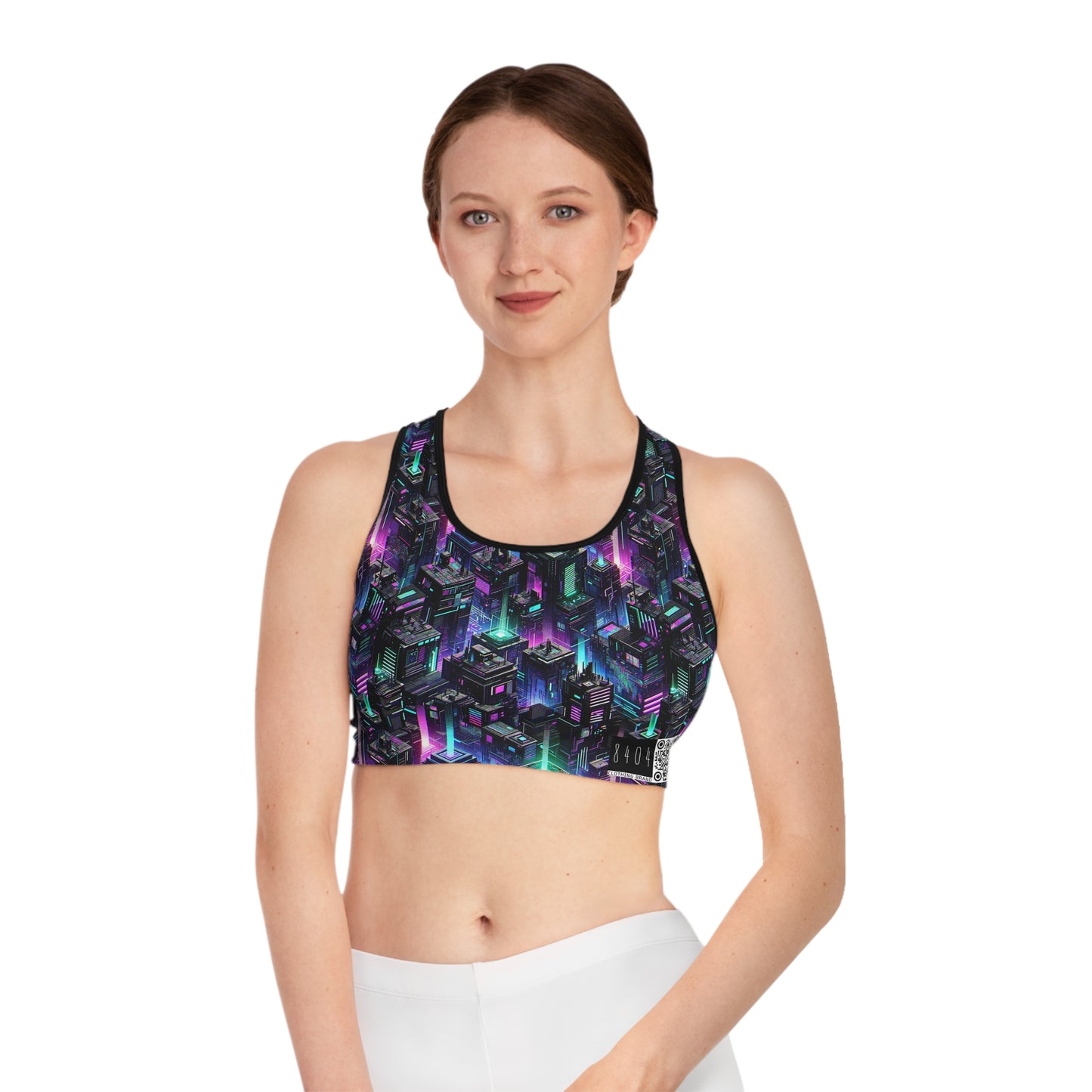 Tech Noir Graphics Futuristic Tech Aesthetics Sports Bra - 8404 Design-55