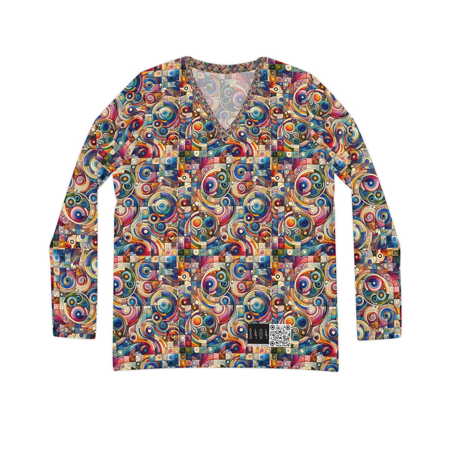 Digital Artistic Expression Artistic Streetwear Women's Long Sleeve V-Neck Shirt - 8404 Design-49