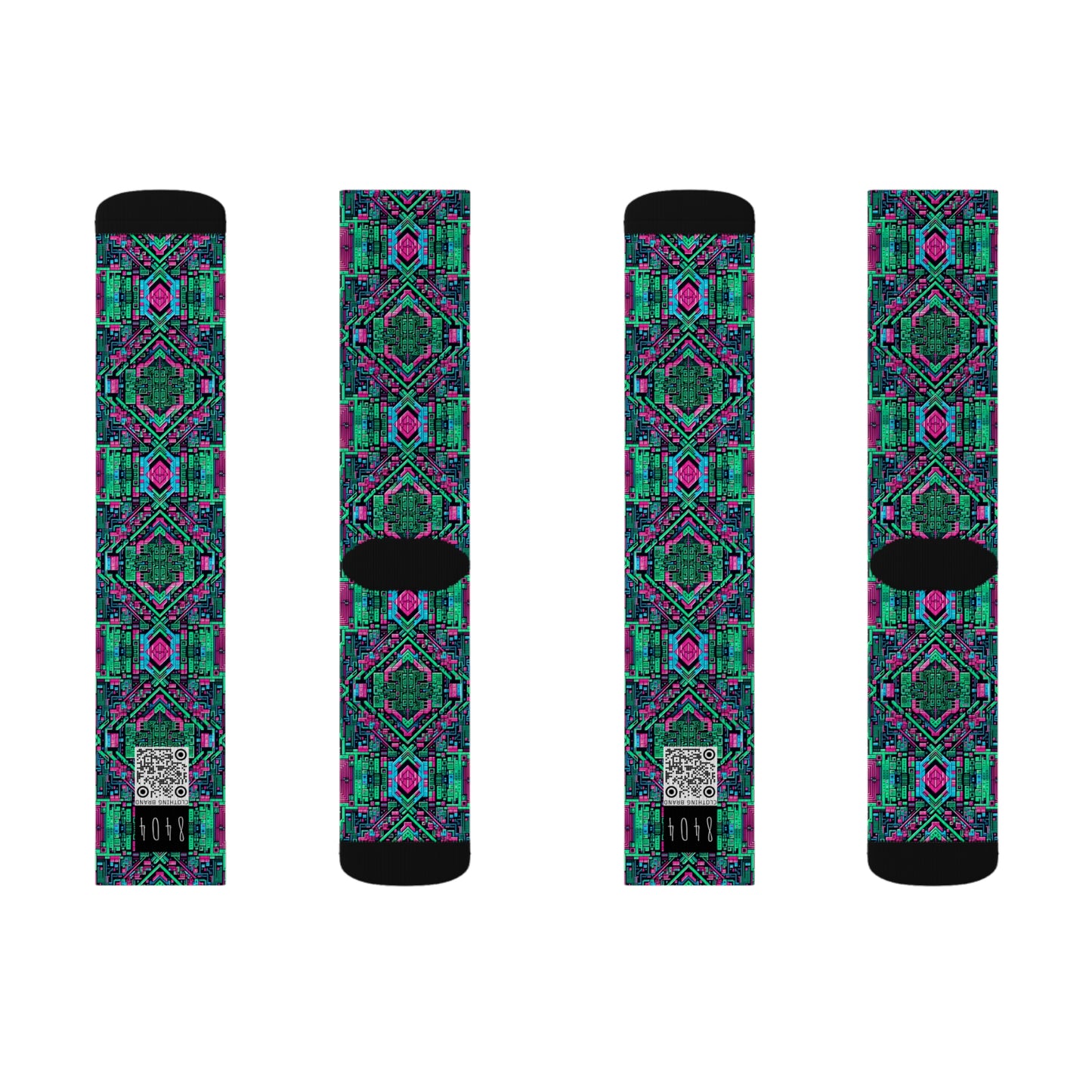 Digital Glitch Vibes Tech-Inspired Streetwear Sublimation Socks - 8404 Design-71