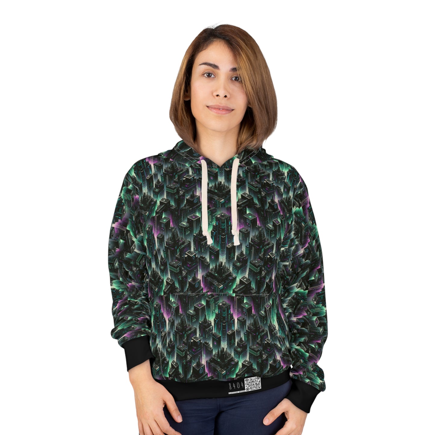 Tech Noir Aesthetics Tech-Forward Urban Dystopia Pullover Hoodie - 8404 Design-44