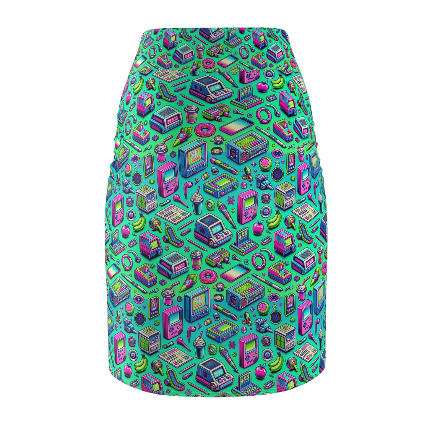 Y2k Revival Nostalgic Futurism Women's Pencil Skirt - 8404 Design-48