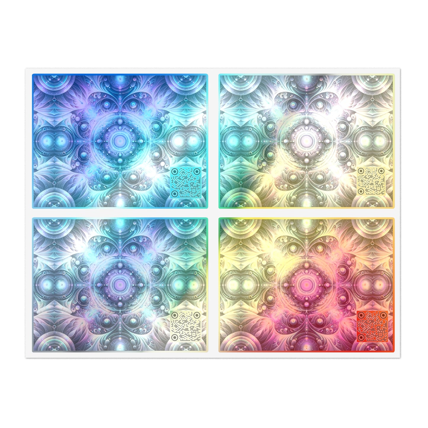 Iridescent Tech Fusion Tech-Forward Streetwear Sticker Sheets - 8404 Design-61