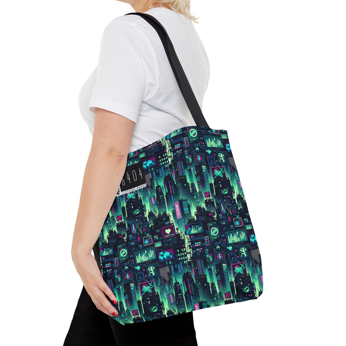 Tech Noir Graphics Futuristic Cyberpunk Tote Bag - 8404 Design-52