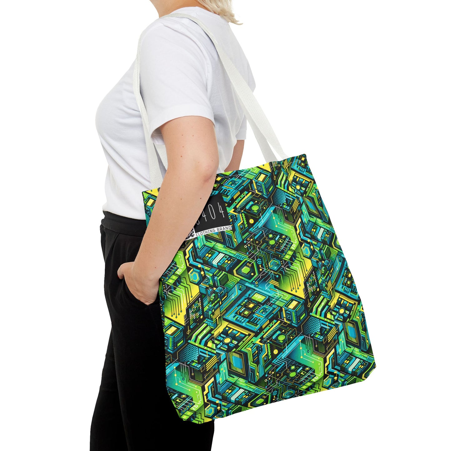 Tech-Infused Neon Tech-Forward Streetwear Tote Bag - 8404 Design-38