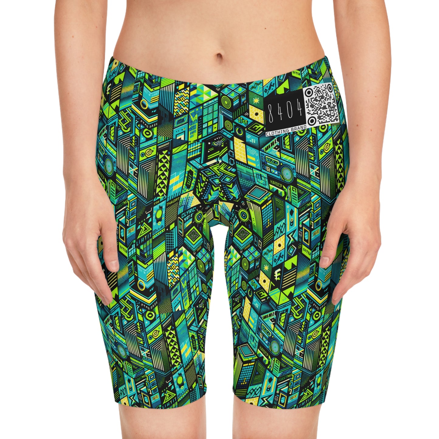 Tech-Infused Neon Tech-Forward Streetwear Women's Bike Shorts - 8404 Design-61