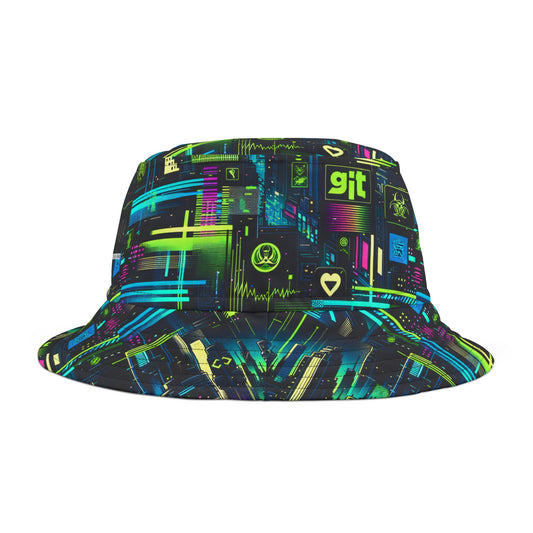 Digital Dystopia Tech Noir Bucket Hat - 8404 Design-55