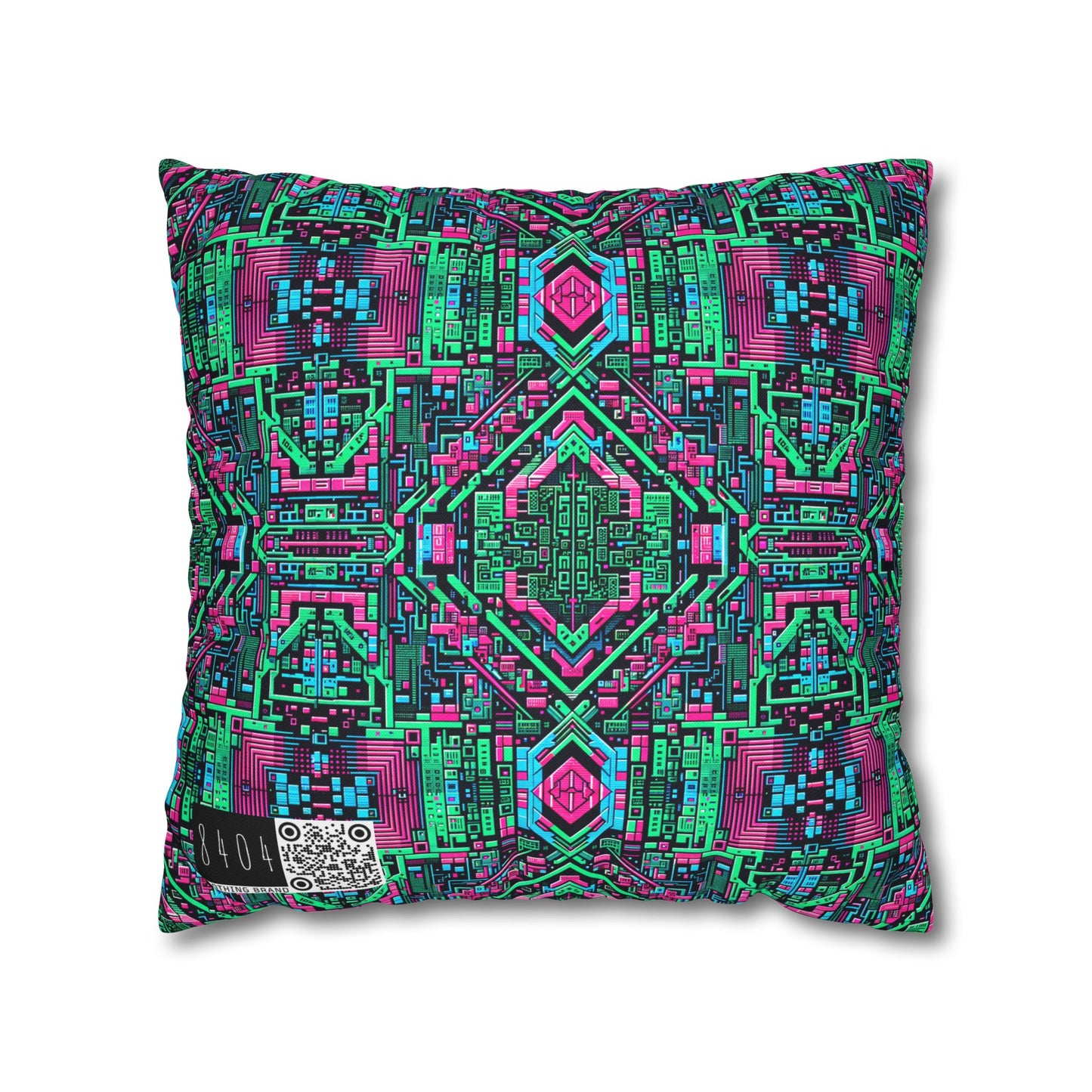 Digital Glitch Vibes Tech-Inspired Streetwear Spun Polyester Square Pillowcase - 8404 Design-71