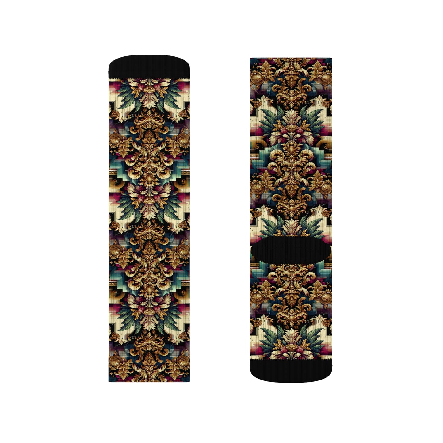 Digital Renaissance Modern Baroque Fusion Sublimation Socks - 8404 Design-60