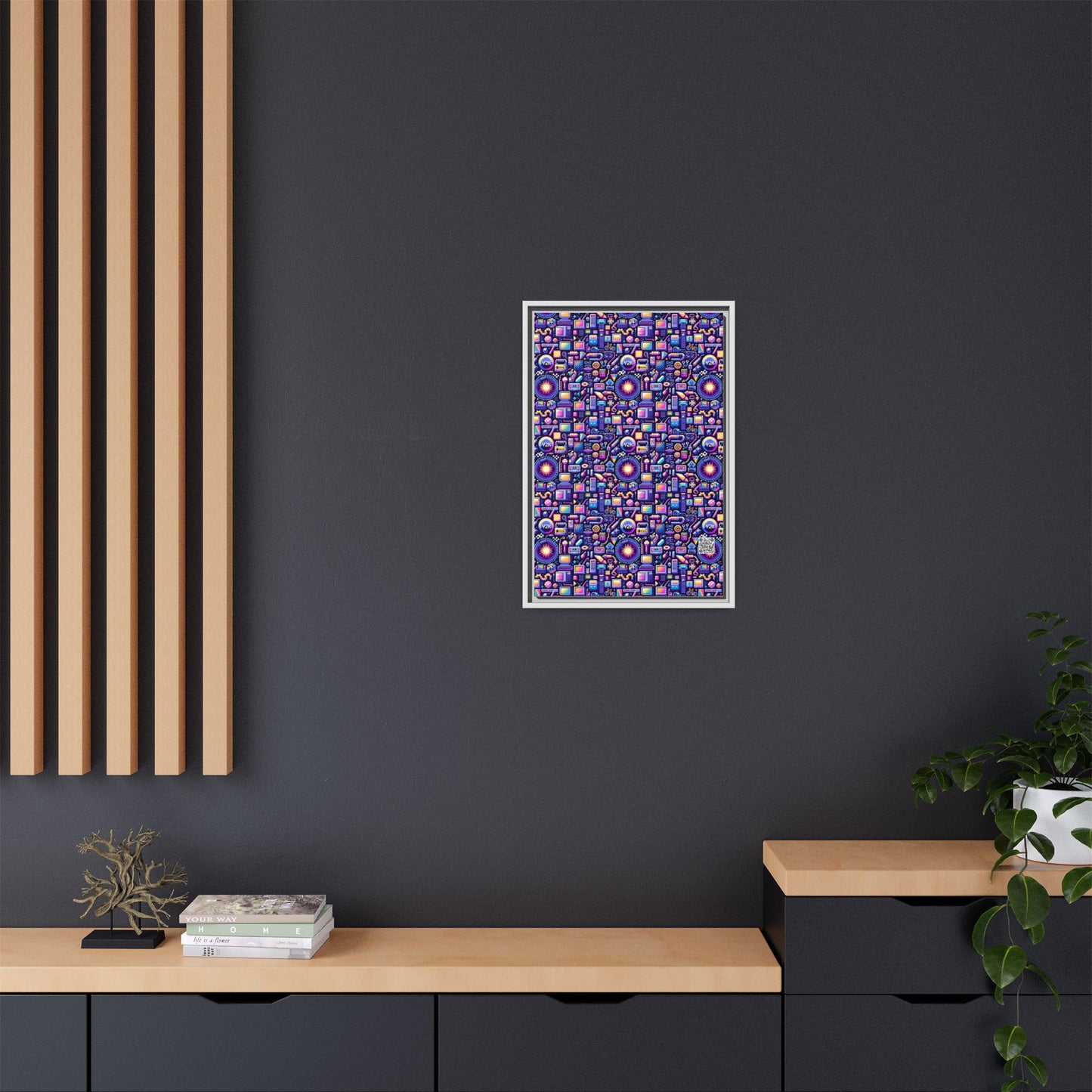 Digital Nostalgia Modern Retro Fusion Matte Canvas, Framed (multi-Color) - 8404 Design-64 B