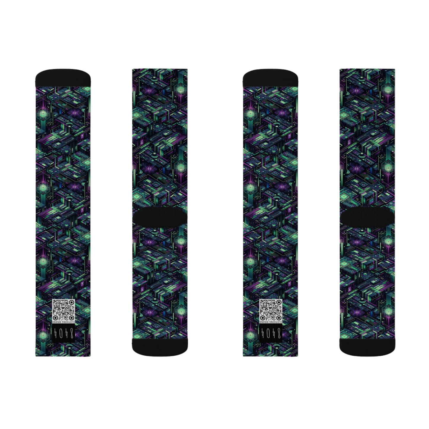 Tech Noir Aesthetics Tech-Forward Urban Dystopia Sublimation Socks - 8404 Design-43