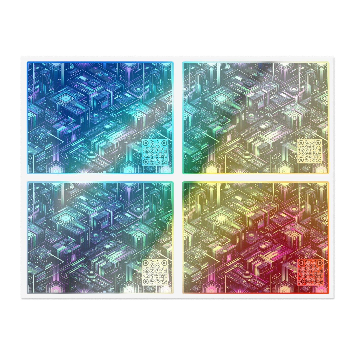 Tech Noir Aesthetics Tech-Forward Urban Dystopia Sticker Sheets - 8404 Design-43