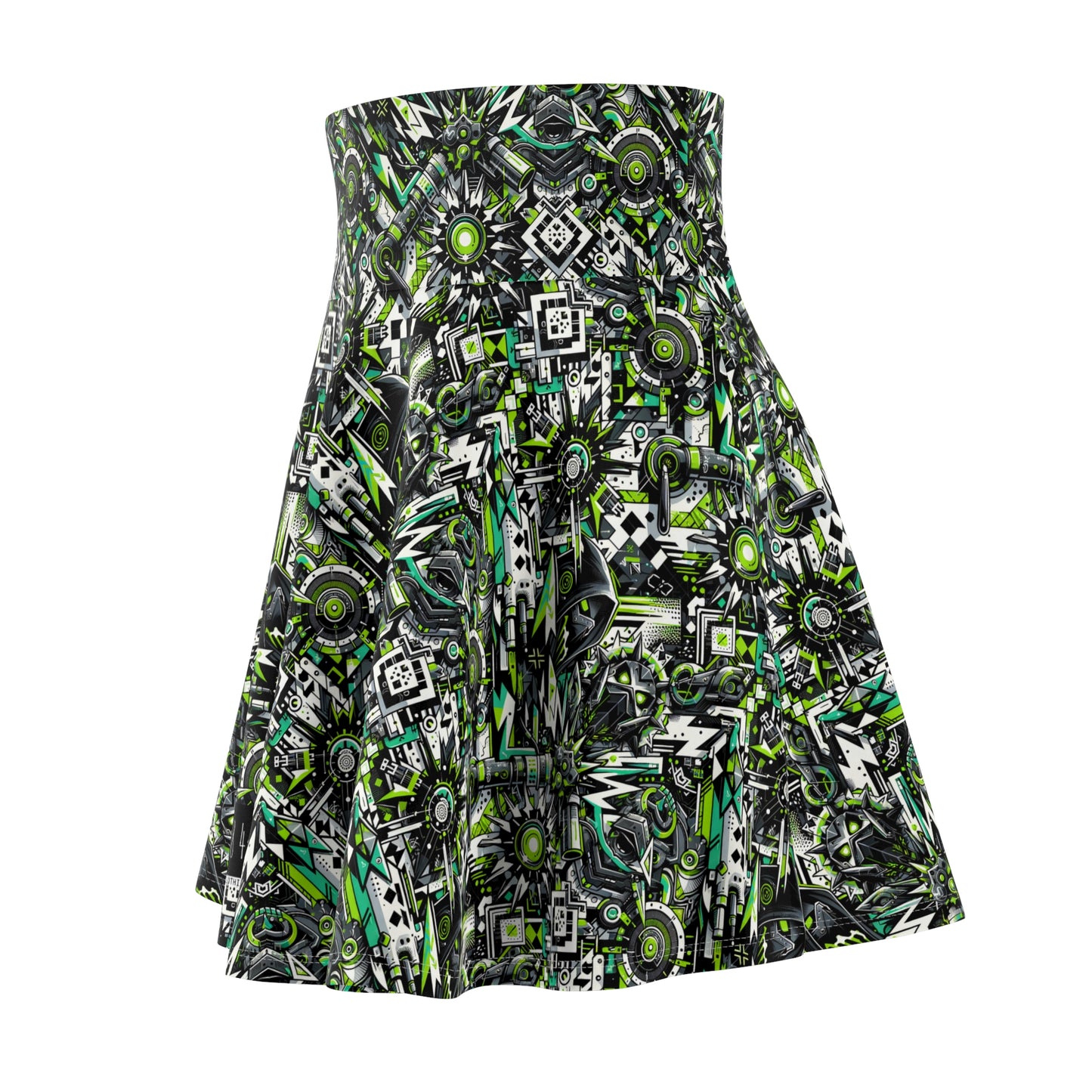 Graffiti Tech Fusion Bold Streetwear Fusion Women's Skater Skirt - 8404 Design-50
