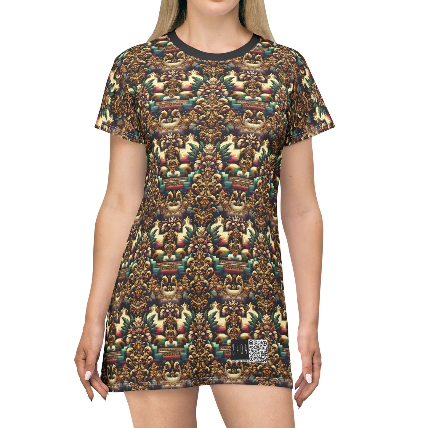 Digital Renaissance Modern Baroque Fusion T-Shirt Dress - 8404 Design-60