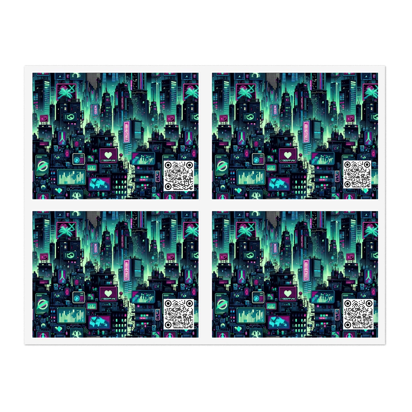 Tech Noir Graphics Futuristic Cyberpunk Sticker Sheets - 8404 Design-52