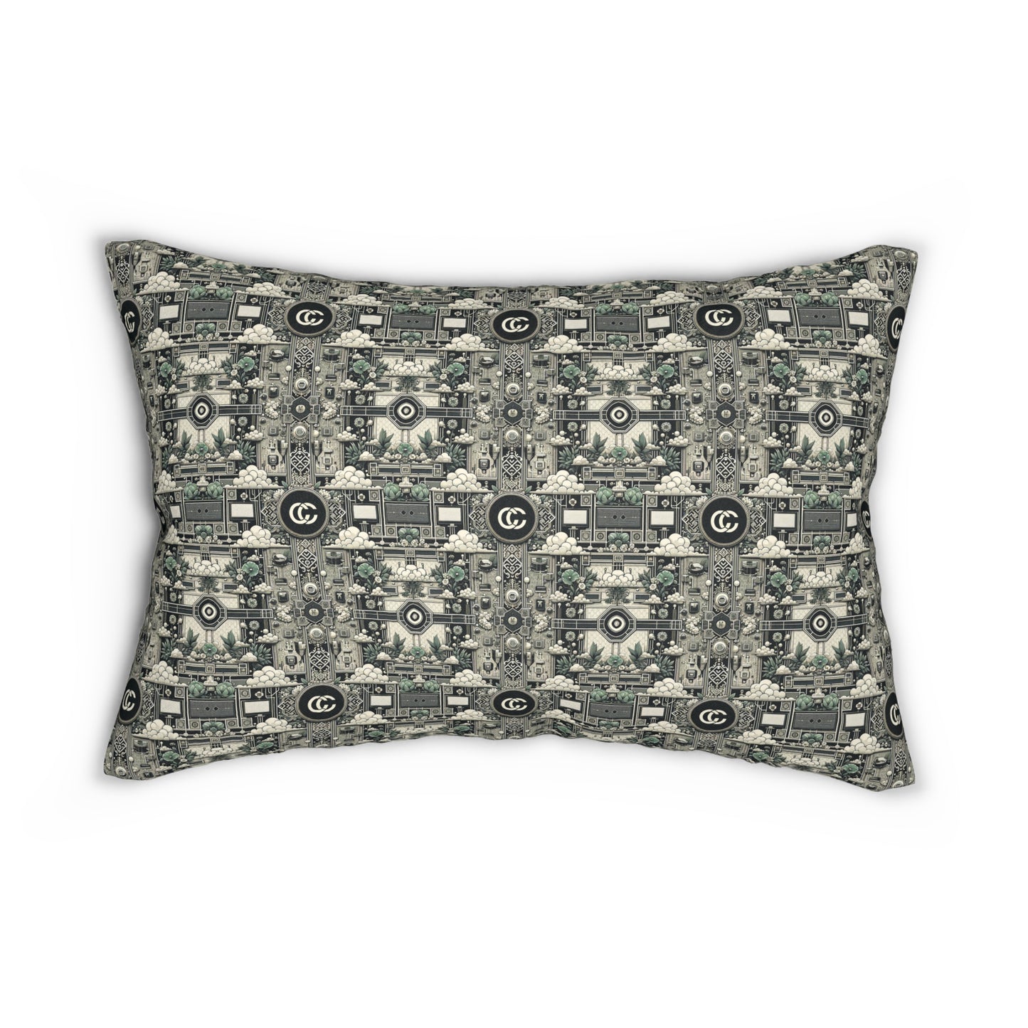 Cyber Garden Party Tech Garden Extravaganza Spun Polyester Lumbar Pillow - 8404 Design-54 S