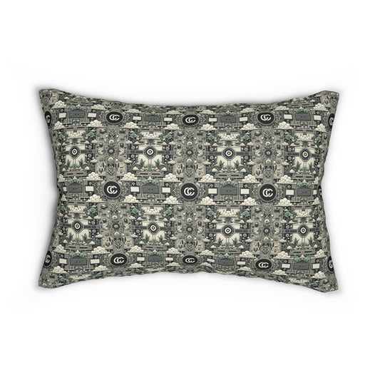 Cyber Garden Party Tech Garden Extravaganza Spun Polyester Lumbar Pillow - 8404 Design-54 S