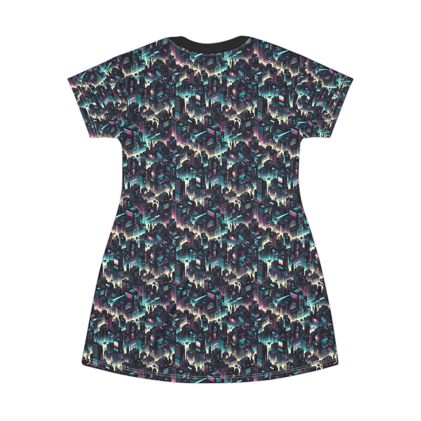 Digital Rebellion Tech-Inspired Streetwear T-Shirt Dress - 8404 Design-51