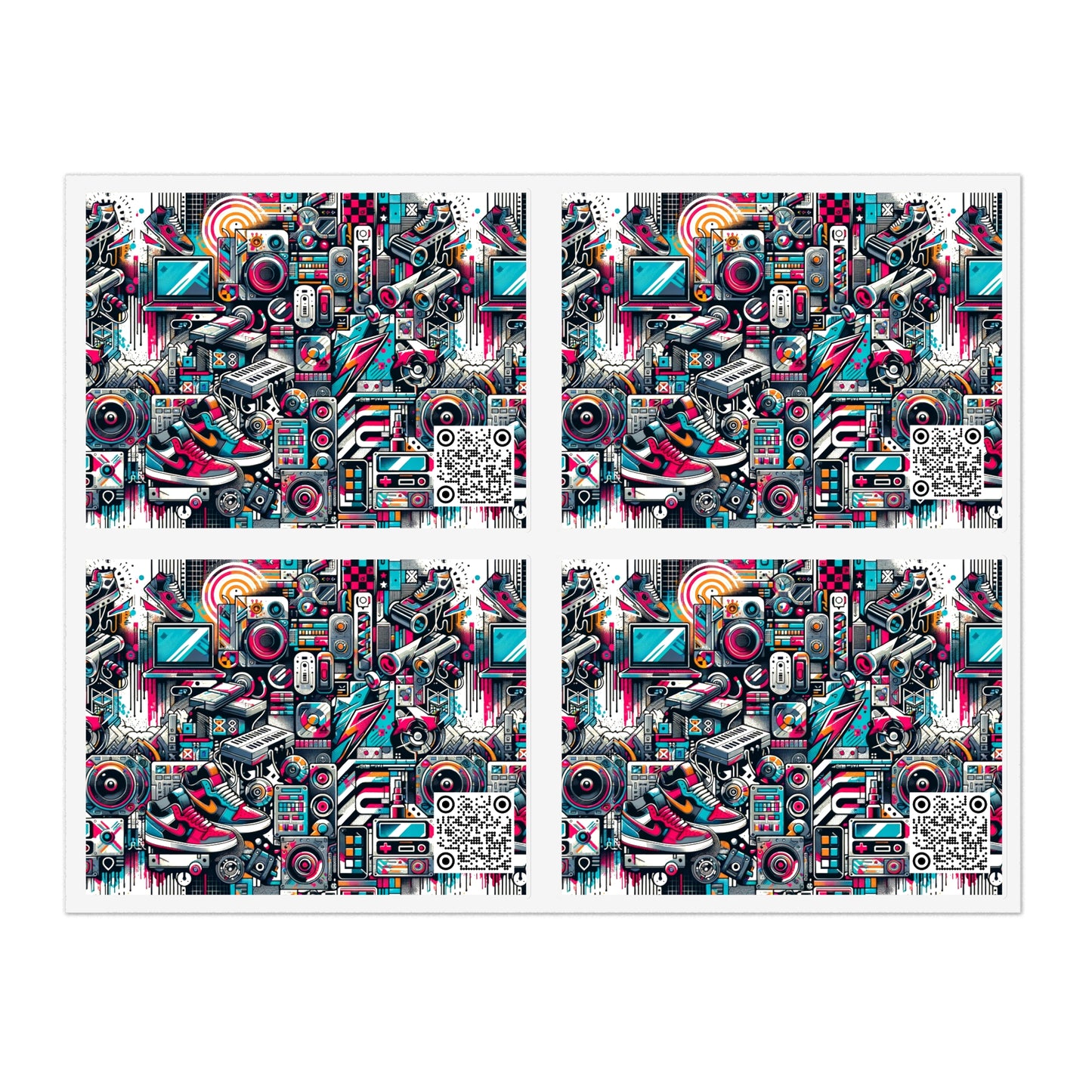 Urban Graffiti Fusion Eclectic Street Art Meets Modern Tech Culture Sticker Sheets - 8404 Design-50