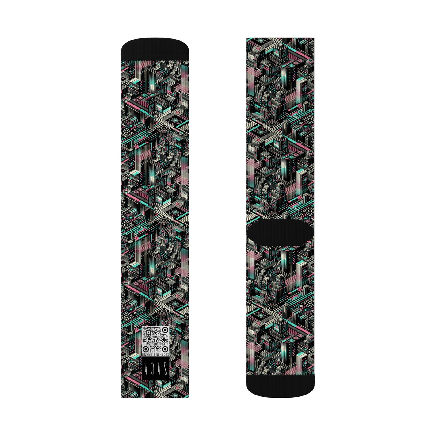 Digital Dreamland Tech-Inspired Streetwear Sublimation Socks - 8404 Design-51