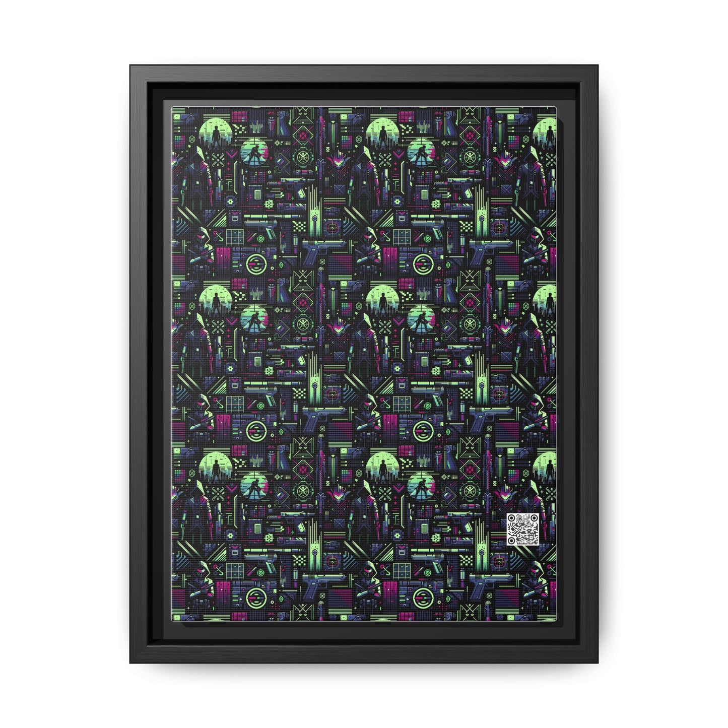 Tech Noir Futuristic Cyberpunk Matte Canvas, Framed (multi-Color) - 8404 Design-63 A
