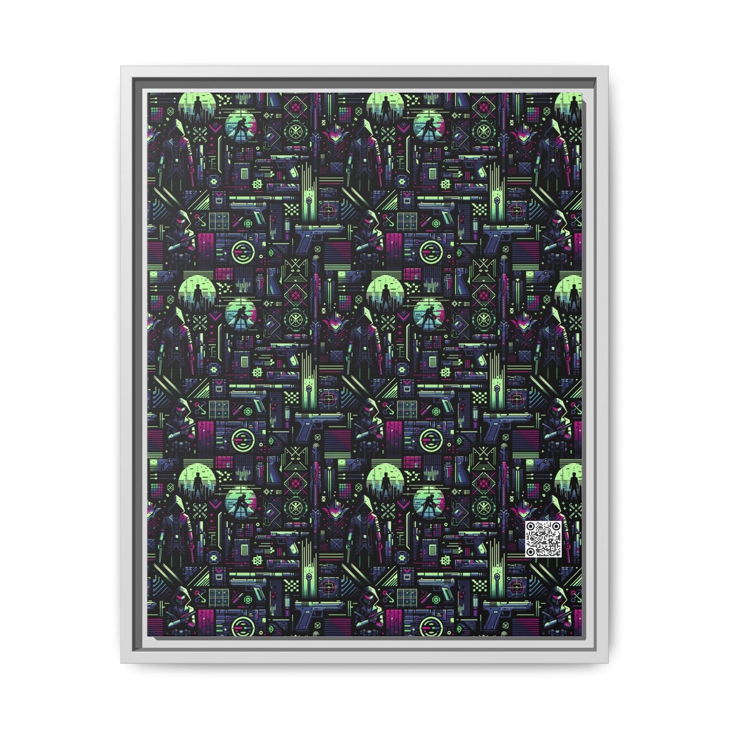 Tech Noir Futuristic Cyberpunk Matte Canvas, Framed (multi-Color) - 8404 Design-63 A
