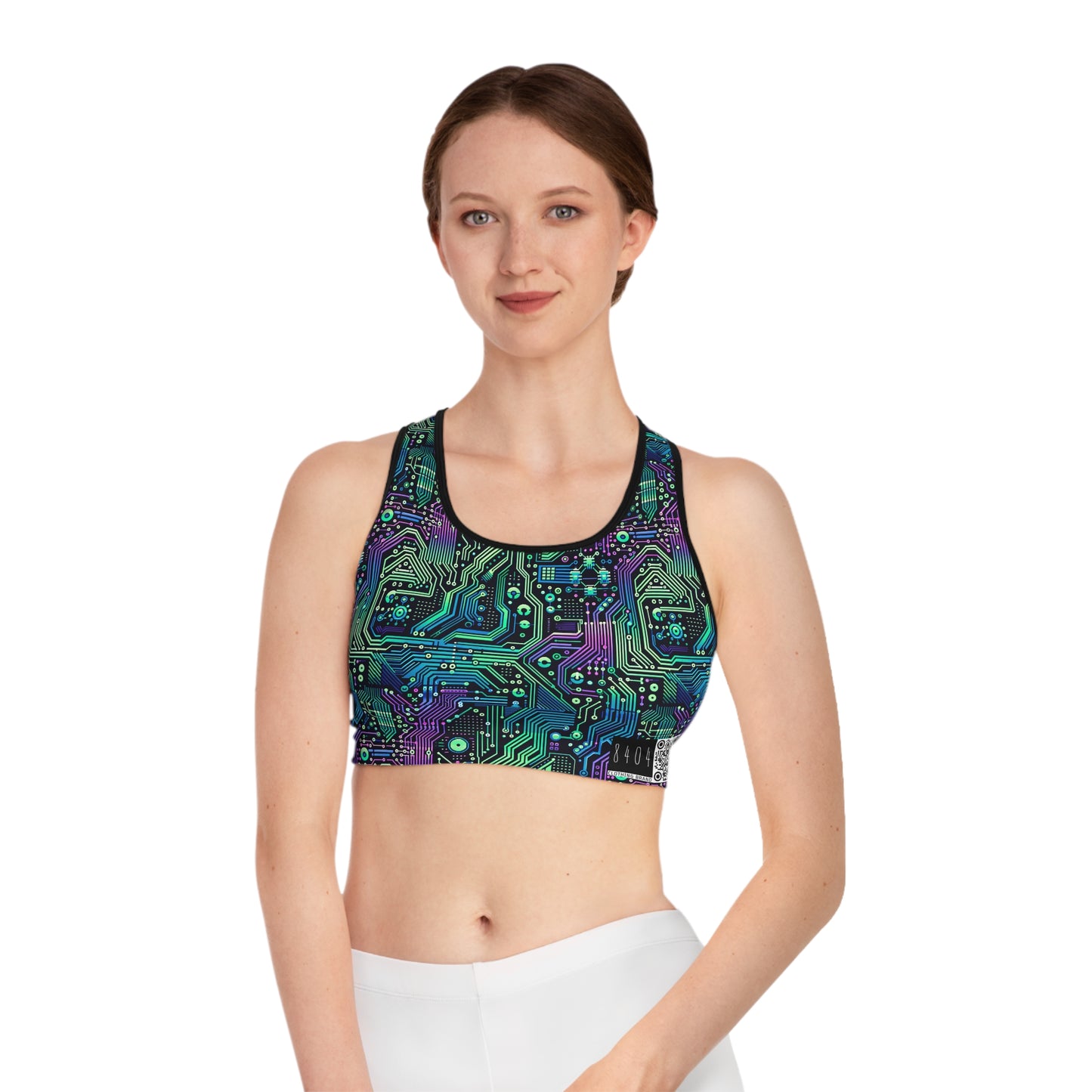 Tech-Infused Neon Tech-Forward Streetwear Sports Bra - 8404 Design-66