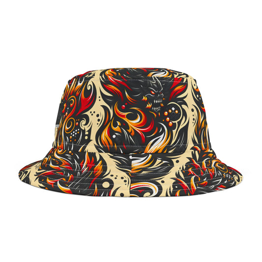 Flame Graphics Maximalist Streetwear Bucket Hat - 8404 Design-65