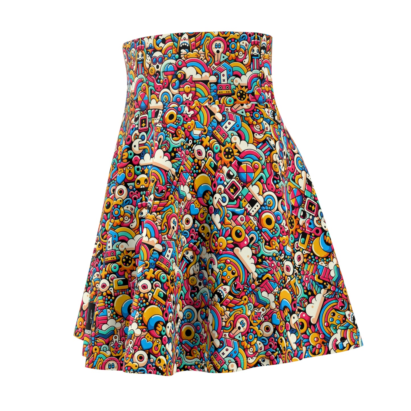 Neon Pop Playful Pop Culture Mashup Women's Skater Skirt - 8404 Design-62