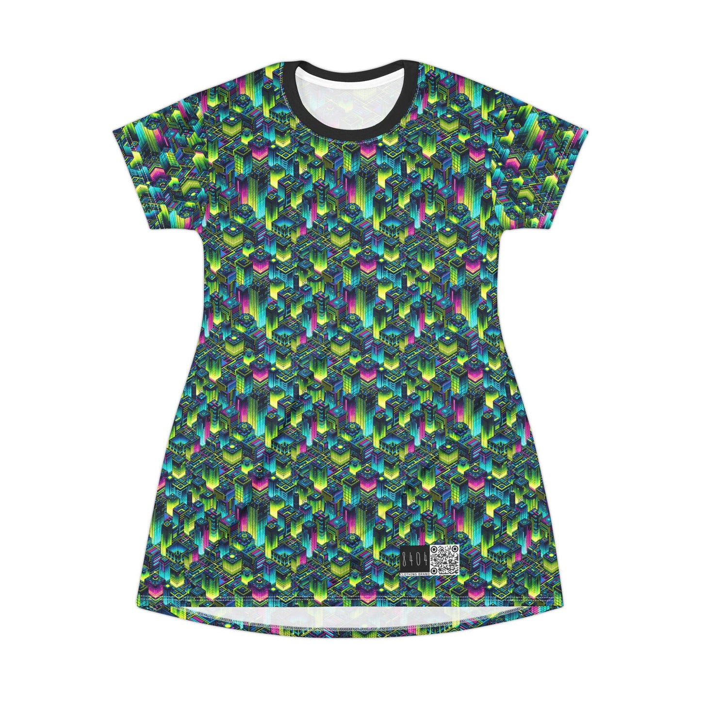Tech-Infused Neon Tech-Forward Streetwear T-Shirt Dress - 8404 Design-65