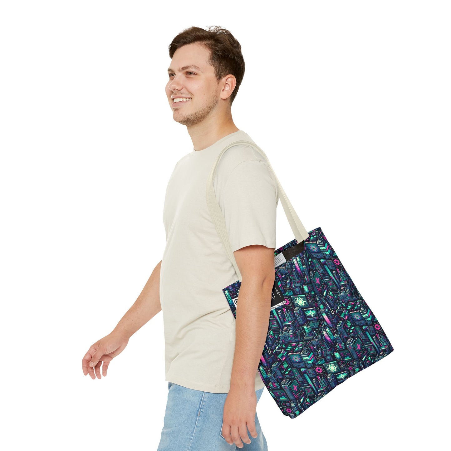 Digital Rebellion Tech-Inspired Streetwear Tote Bag - 8404 Design-58