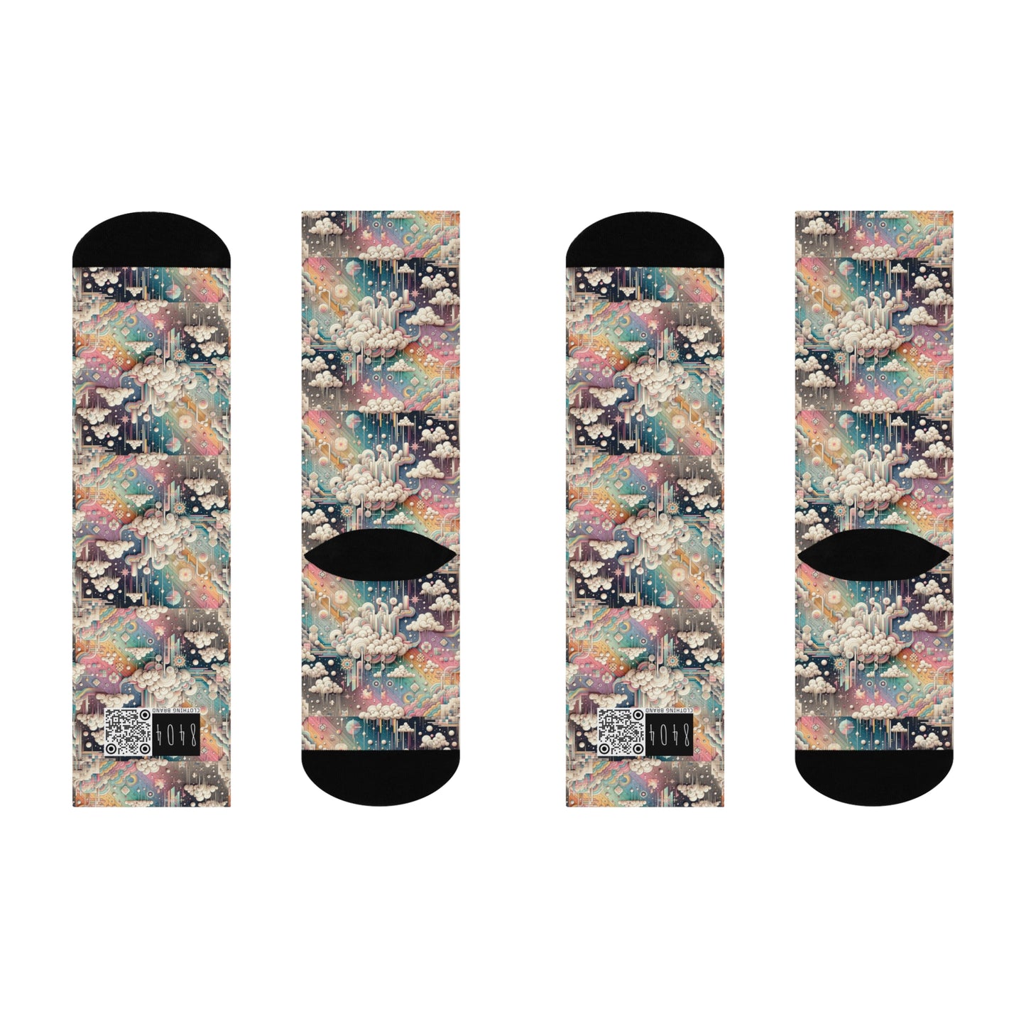 Digital Dreamland Whimsical and Nostalgic Streetwear With a Digital Twist Cushioned Crew Socks - 8404 Design-52